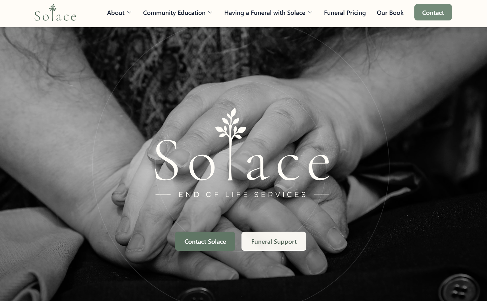 Solace End of Life Services homepage