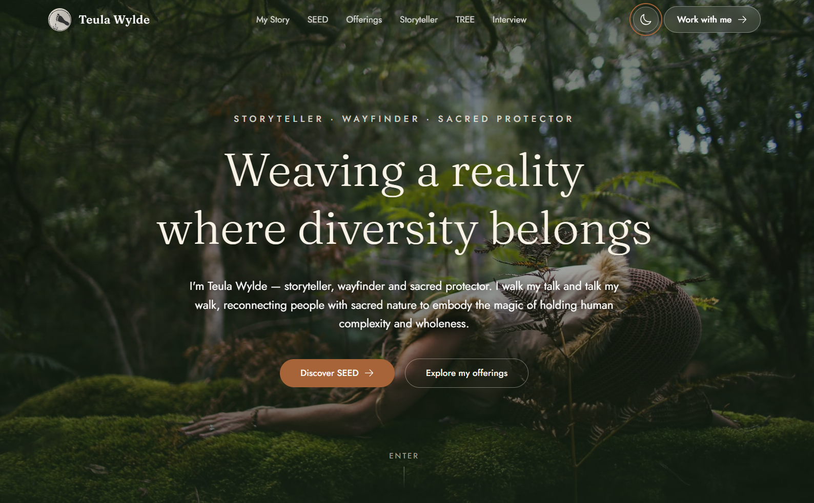 Teula Wylde website homepage